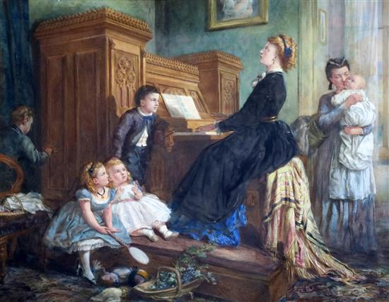 Circle of Frederick Walker A.R.A., O.W.S. (1840-1875) Playing the Organ 18.5 x 23.75in.